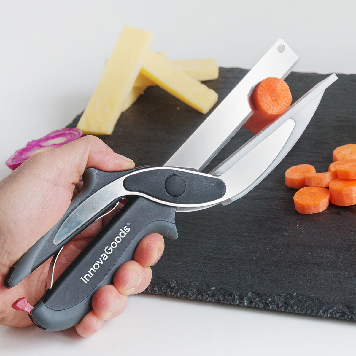 Coltello-Forbici da Cucina Multifunzione con Tagliere Integrato – Scible InnovaGoods