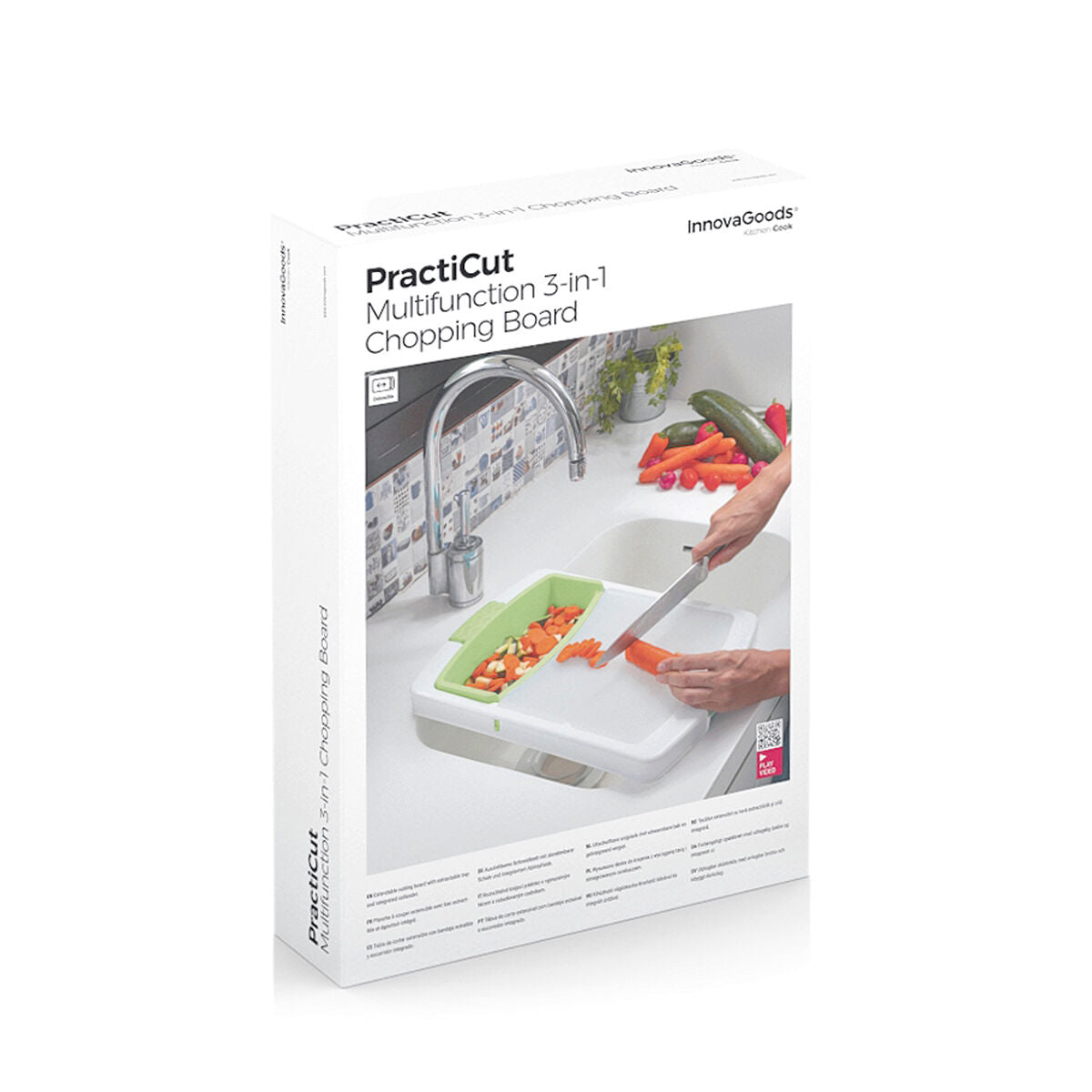 Tagliere Estensibile 3-in-1 con Vaschetta e Cestello per Lavaggio PractiCut